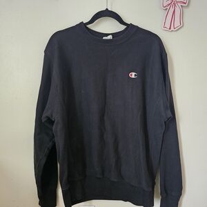 Champion Men's Reverse Weave Black Crewneck Sweater